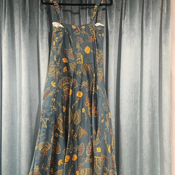 BEAUTIFUL TEAL SPANISH FAN PRINT DRESS BY PINUP GIRL CLOTHING 2XL - Picture 3 of 4